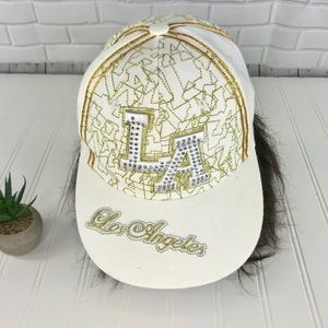 Leader LA Los Angeles gold / white embroidery Cap